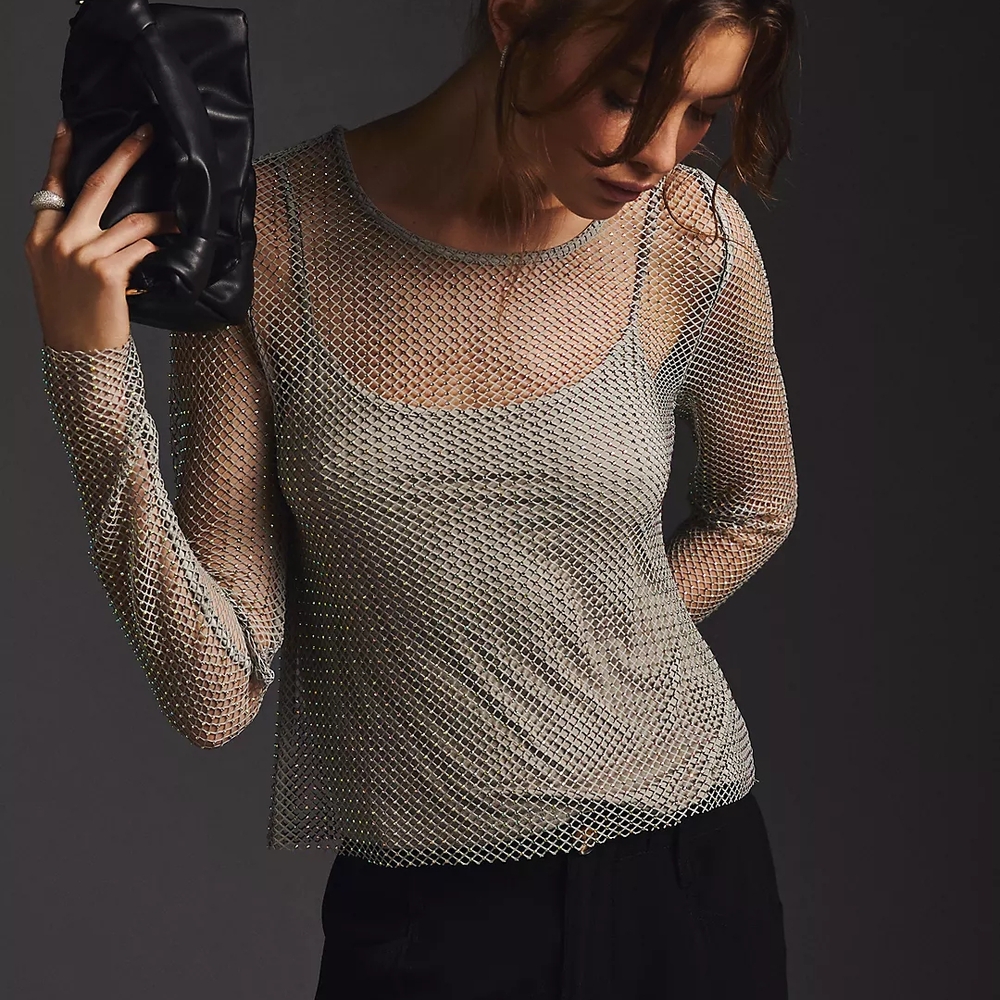 BNWT Sunday In Brooklyn Mesh Sparkle Top - Size M